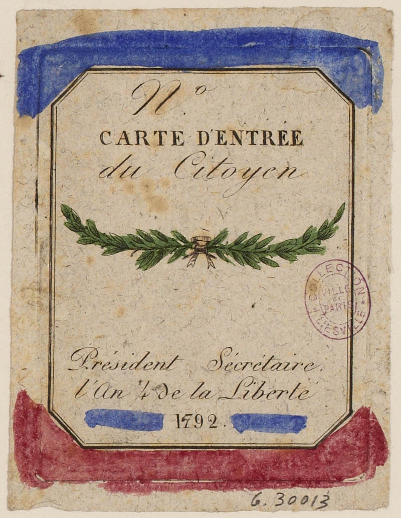 Citizen Admissions Card to the Popular Society of a Club or Section