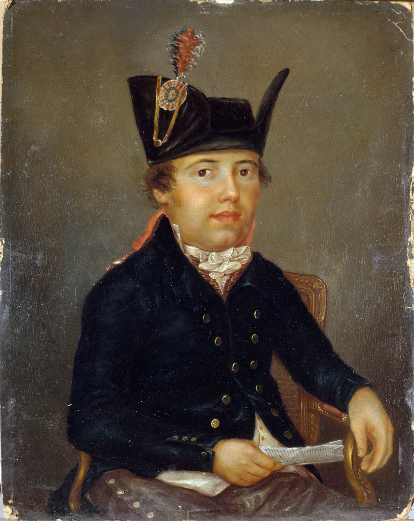 Pierre-François Palloy llamado el Patriota (1755-1835), contratista a cargo de la demolición de la Bastilla, en atavío de la Guardia Nacional