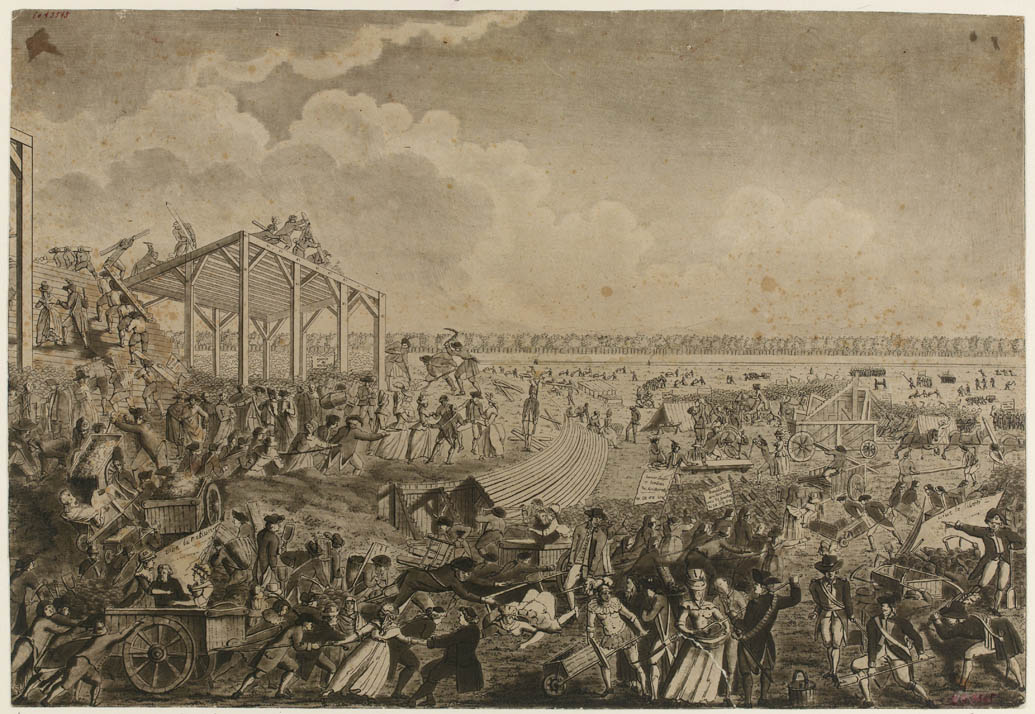 Bau des Altars des Vaterlandes für das Fest der Föderation von Paris am 14. Juli 1790