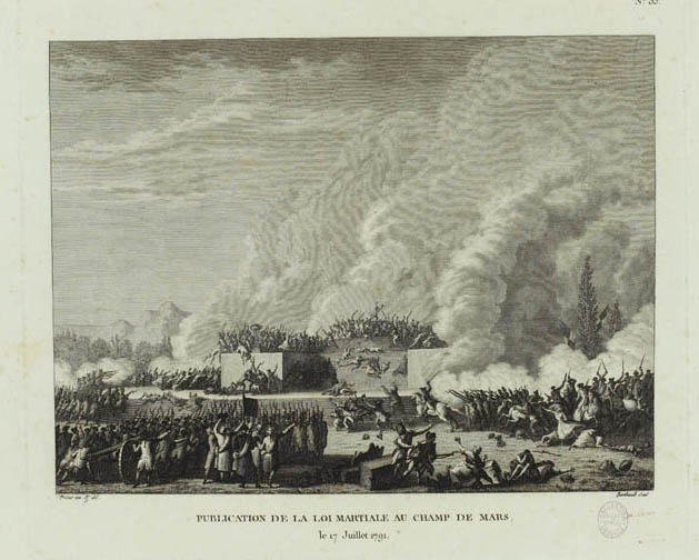 Veröffentlichung des Kriegsrechts auf dem Champ de Mars, 17. Juli 1791