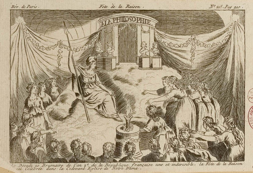 Festa della Ragione tenuta nella cattedrale Notre-Dame il 10 novembre 1793