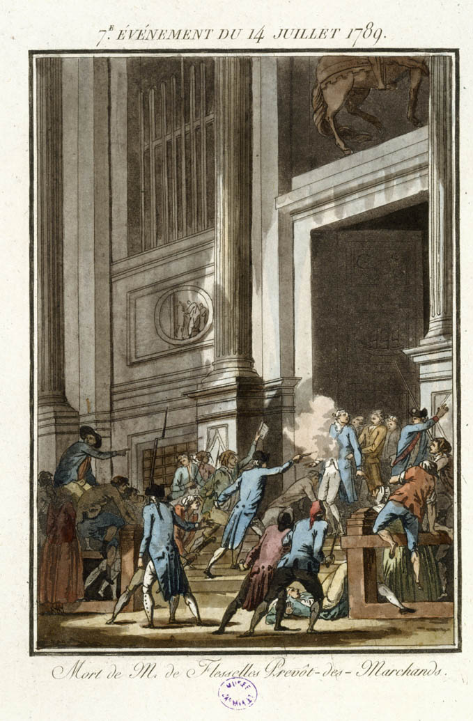 Muerte de Jacques de Flesselles, preboste de los mercaderes, el 14 de julio de 1789