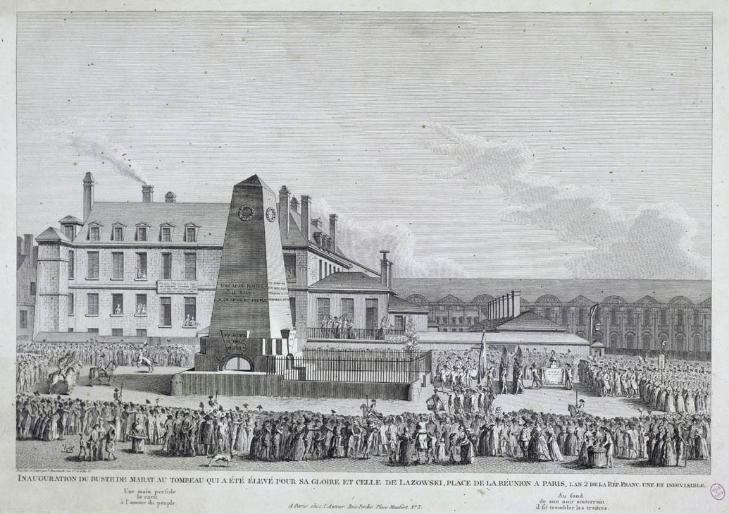 Inauguration of Marat’s Bust, which Was Erected in his Honor and that of Lazowski, Place de la Réunion (currently the Place du Carrousel in Paris) Year II of the One and Indivisible French Republic