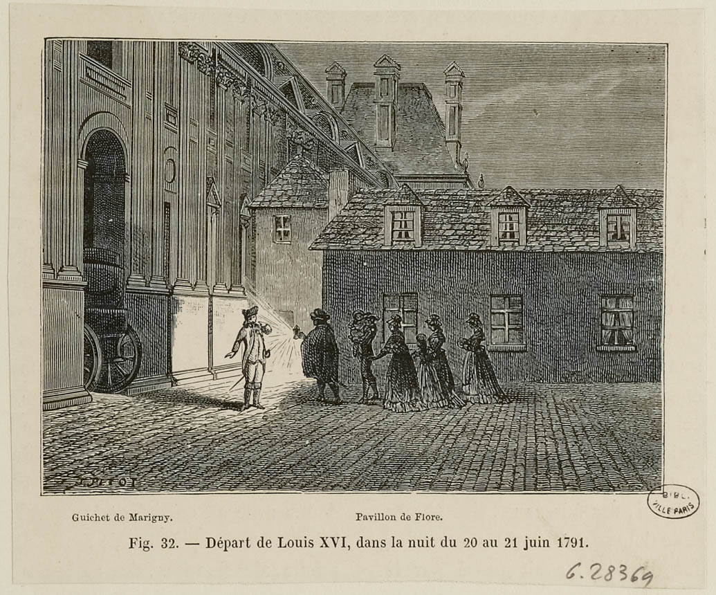 La partida de Luis XVI y de su familia durante la noche del 20 al 21 de junio de 1791