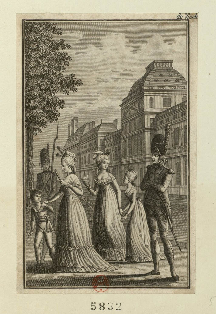 Marie-Antoinette und der Kronprinz, Madame Élisabeth und Madame Royale beim Spaziergang im Garten der Tuilerien
