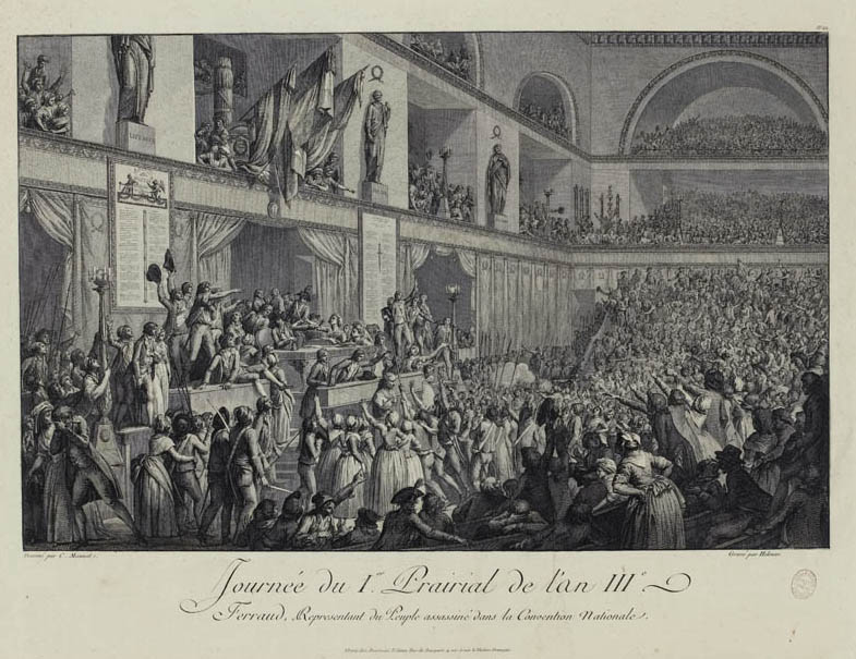 Journée du premier prairial de l'an III. La tête du député Féraud amenée au président de l'assemblée de la Convention le 1er prairial an III (20 mai 1795)