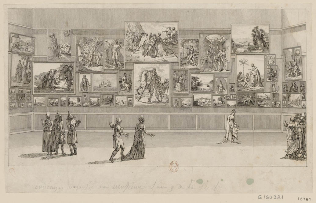 Vista de las obras píctoricas de artistas vivos, expuestas en el Museo Central de Arte en el año IX