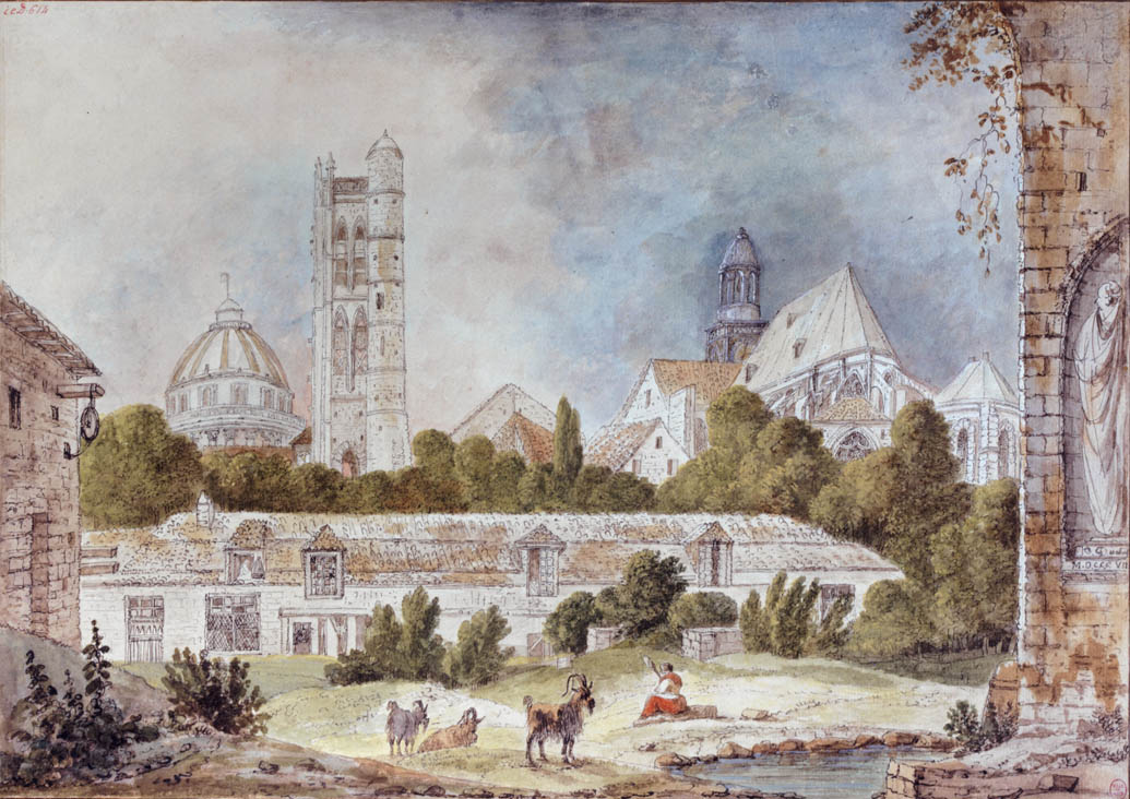 Les monuments de la montagne Sainte-Geneviève, visibles depuis les jardins de l'abbaye en 1807