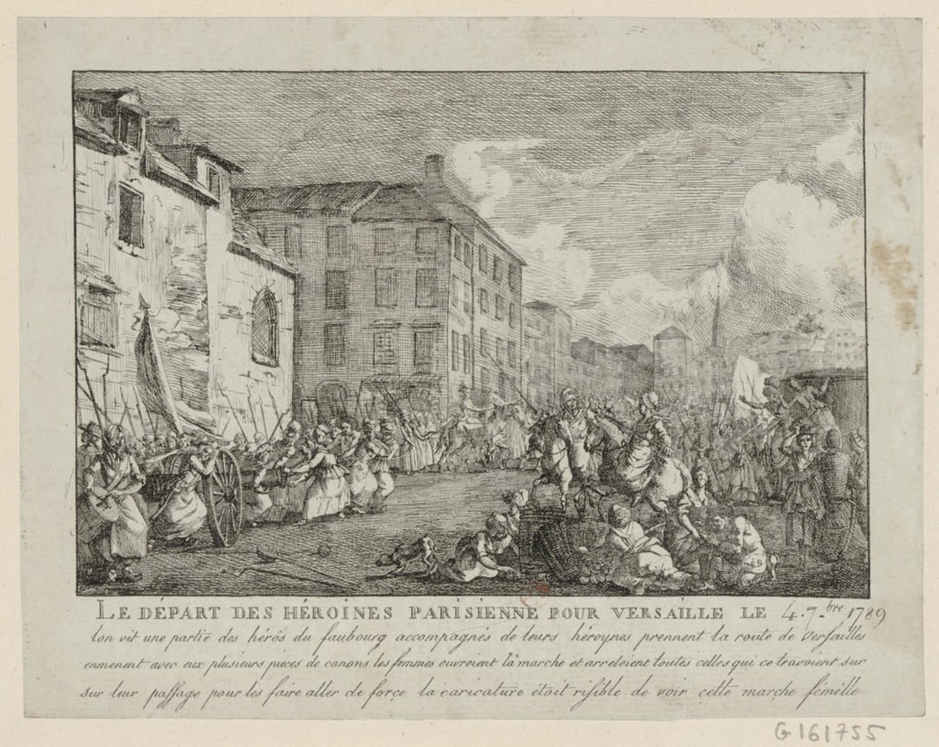 Der Aufbruch der Pariser Heldinnen nach Versailles am "4 7.bre 1789"