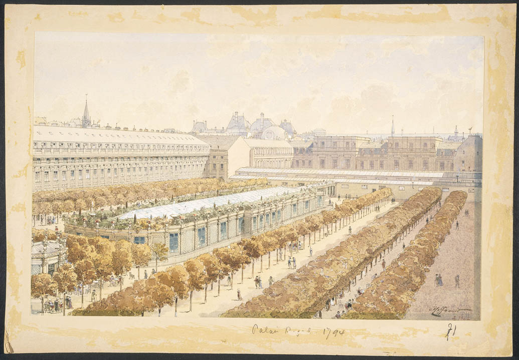 Der halb verschüttete Zirkus des Palais-Royal im Jahre 1794