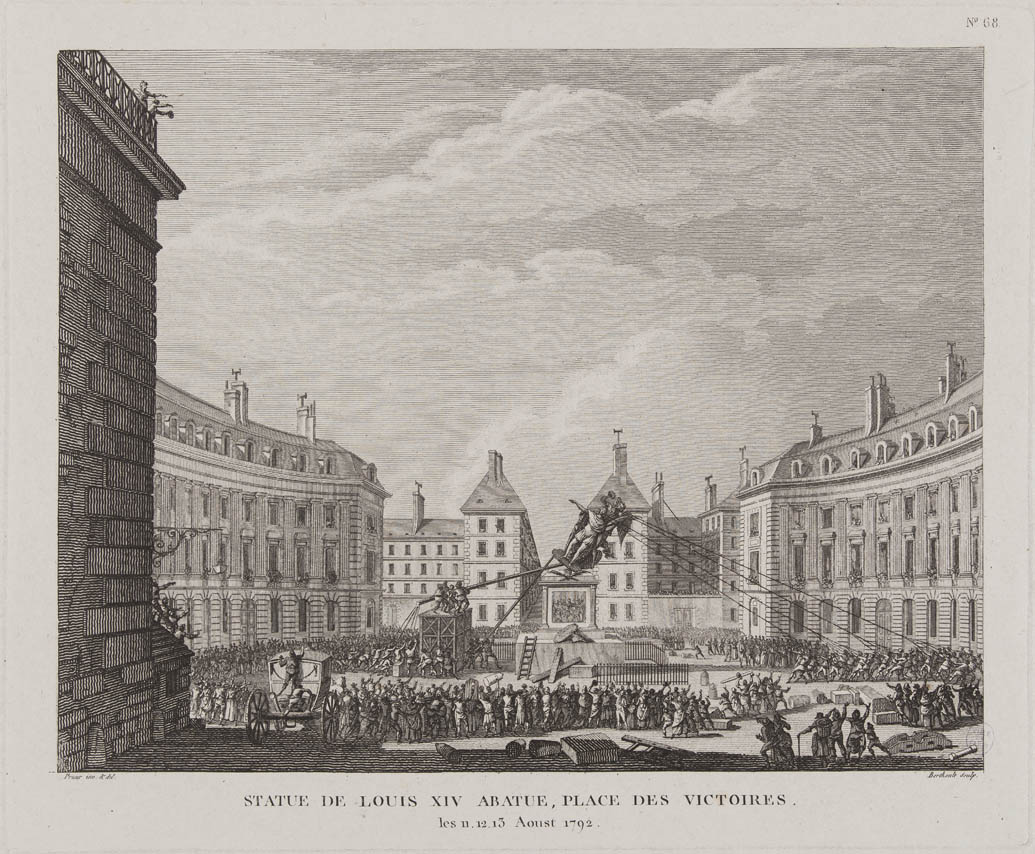 Jornadas del 11, 12 y 13 de agosto de 1792. El pueblo derriba la estatua de Luis XIV