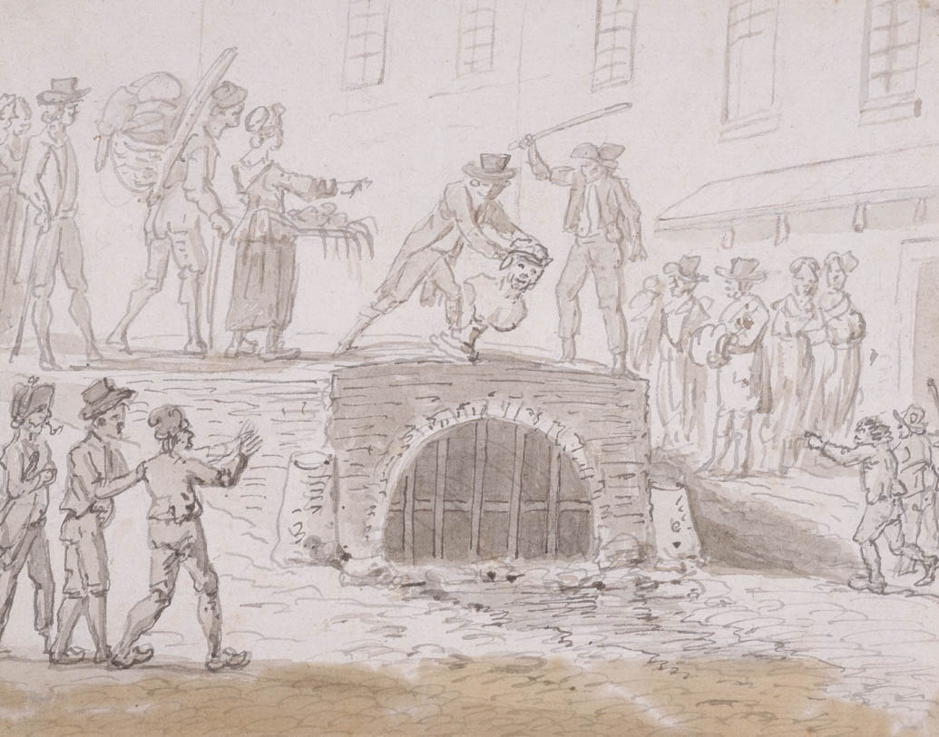 Die Büste des Marat, die in die Kanalisation der Rue Montmartre geworfen wurde, 5. Februar 1795