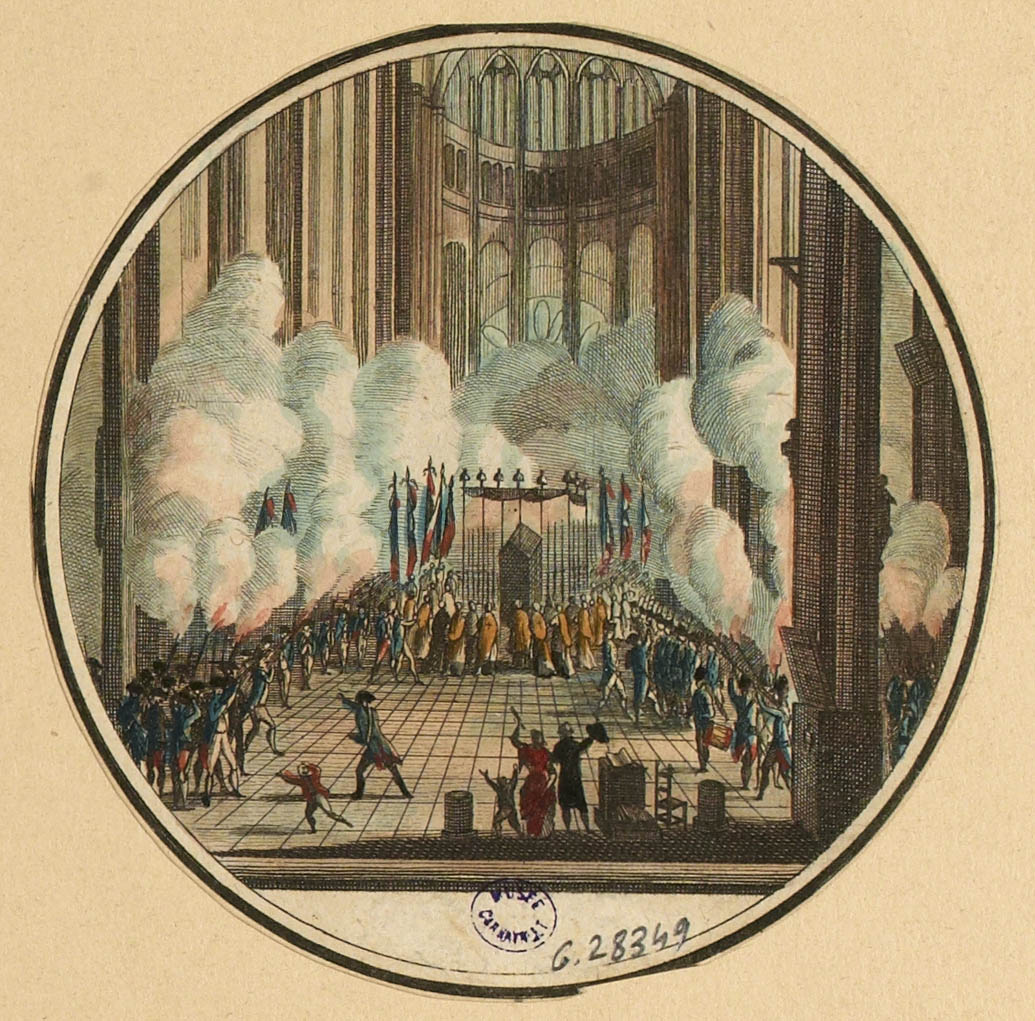 El 4 de abril de 1791, funeral de Mirabeau, que se "quedó dormido", según la expresión de la época, el 2 de abril. La Nación lo trasladó al Panteón
