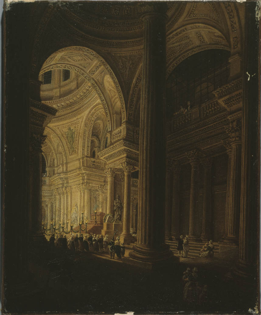 Der Sarkophag von Jean-Jacques Rousseau, ausgestellt im Pantheon am 11. Oktober 1794