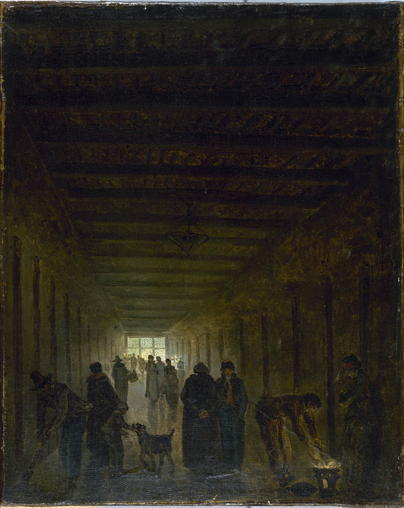 Pasillo de la cárcel de Saint-Lazare hacia 1794